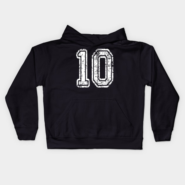 Number 10 Grungy in white Kids Hoodie by Sterling